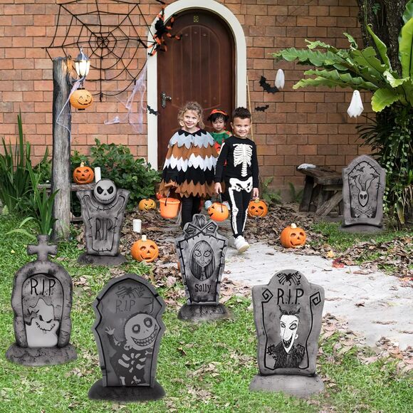 Halloween Tombstone Yard Signs 17 Inch Graveyard Decorations with Stakes 6 Pack - Picture 6 of 7
